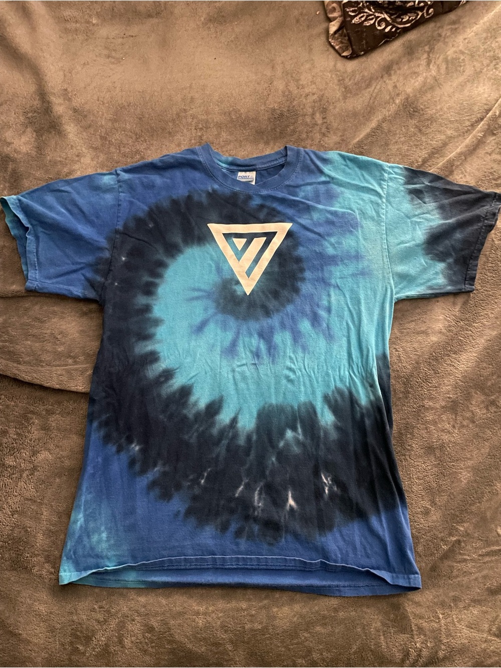 Blue Tie Dye Graphic Tee Spiral Swirl Streetwear Aesthetic Unisex Medium